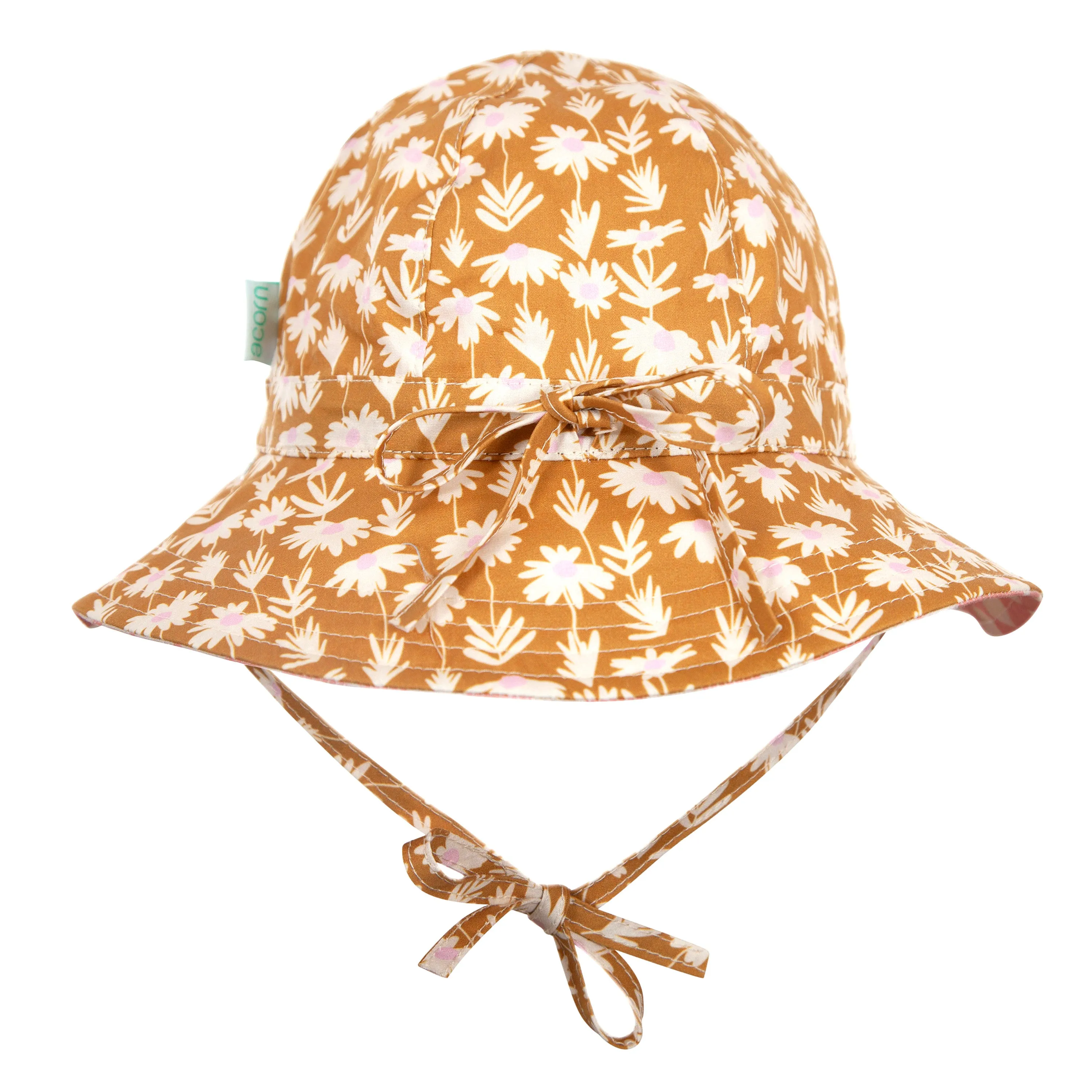 Acorn Daisy Chain Wide Brim Reversible Sunhat Gold, Cream and Pink