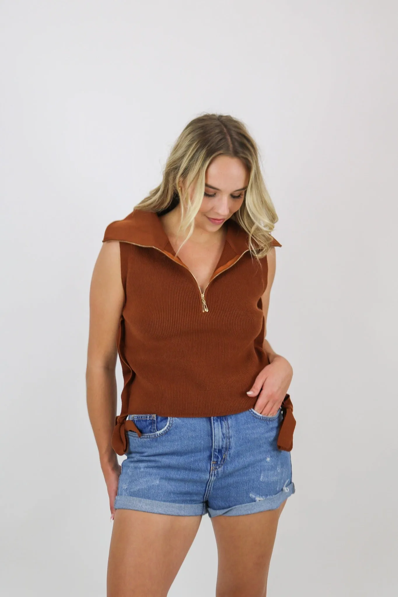 Amelie Sweater Vest | Camel