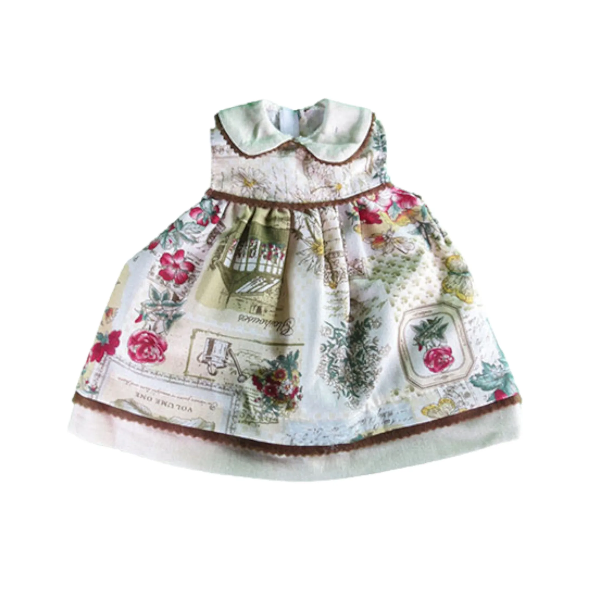 Antique Printed Dress with Sweater for 18-inch dolls