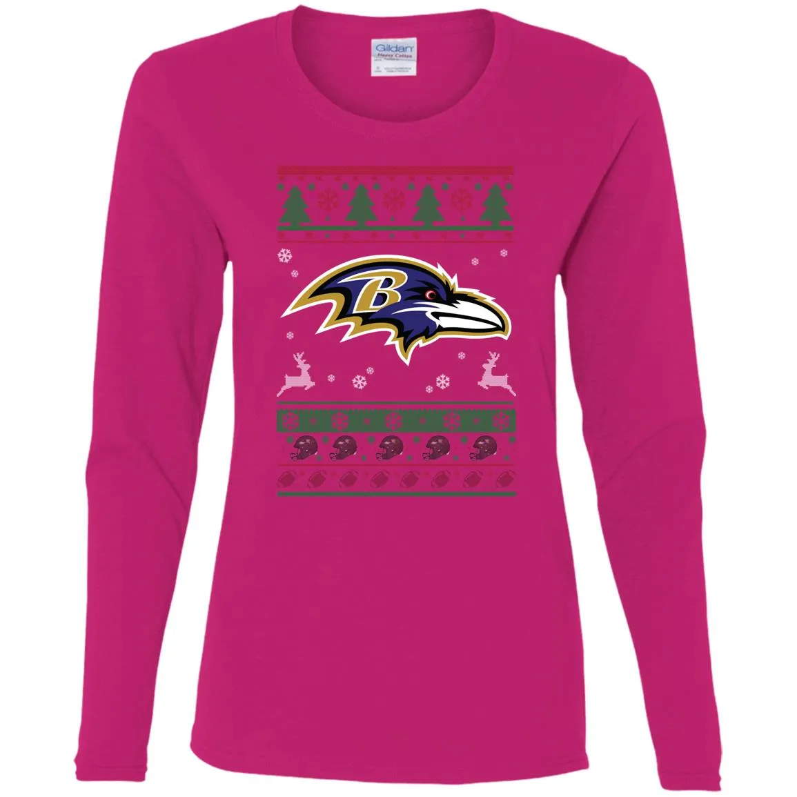 Baltimore Ravens Logo Football Teams Ugly Christmas Sweater Women Long Sleeve Shirt