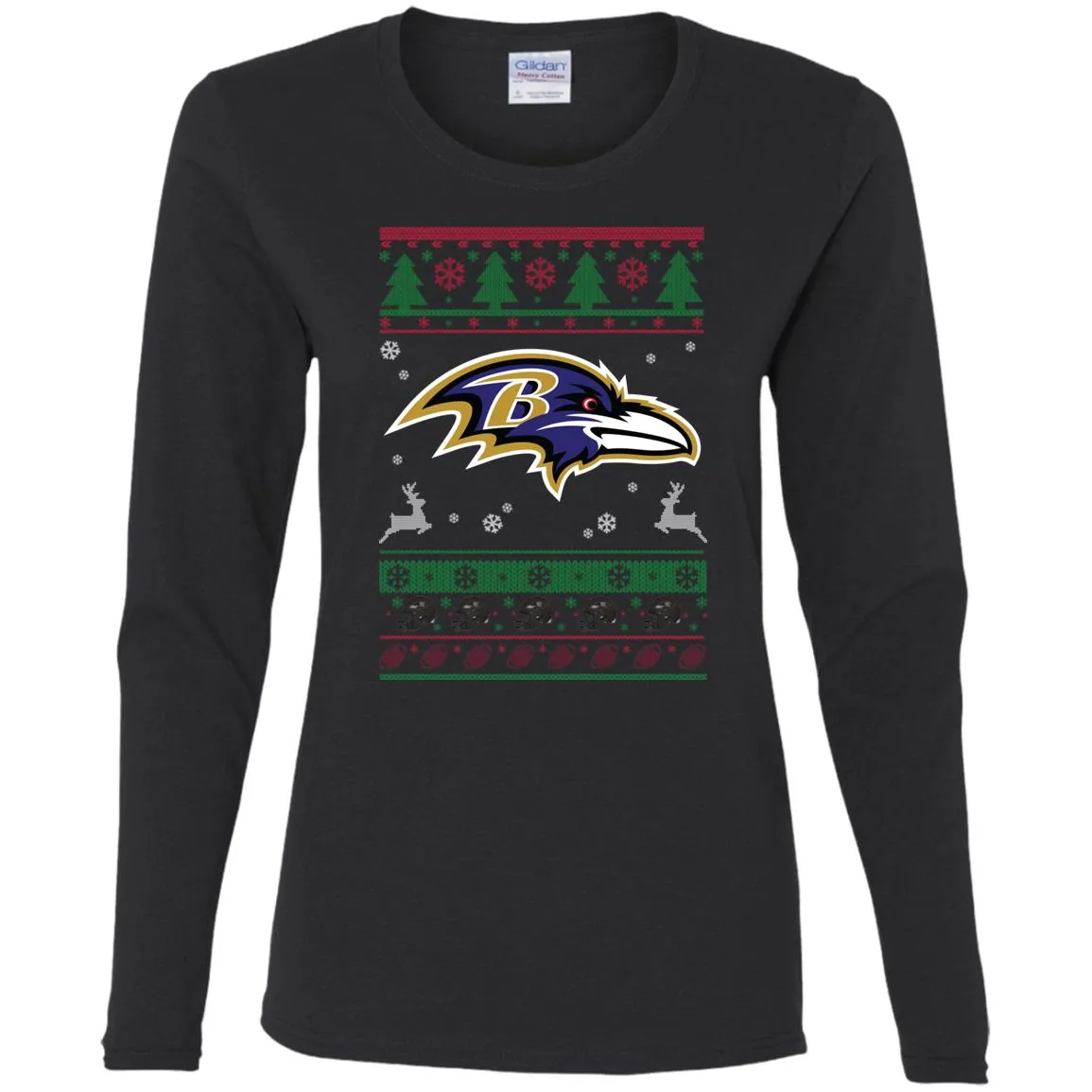 Baltimore Ravens Logo Football Teams Ugly Christmas Sweater Women Long Sleeve Shirt