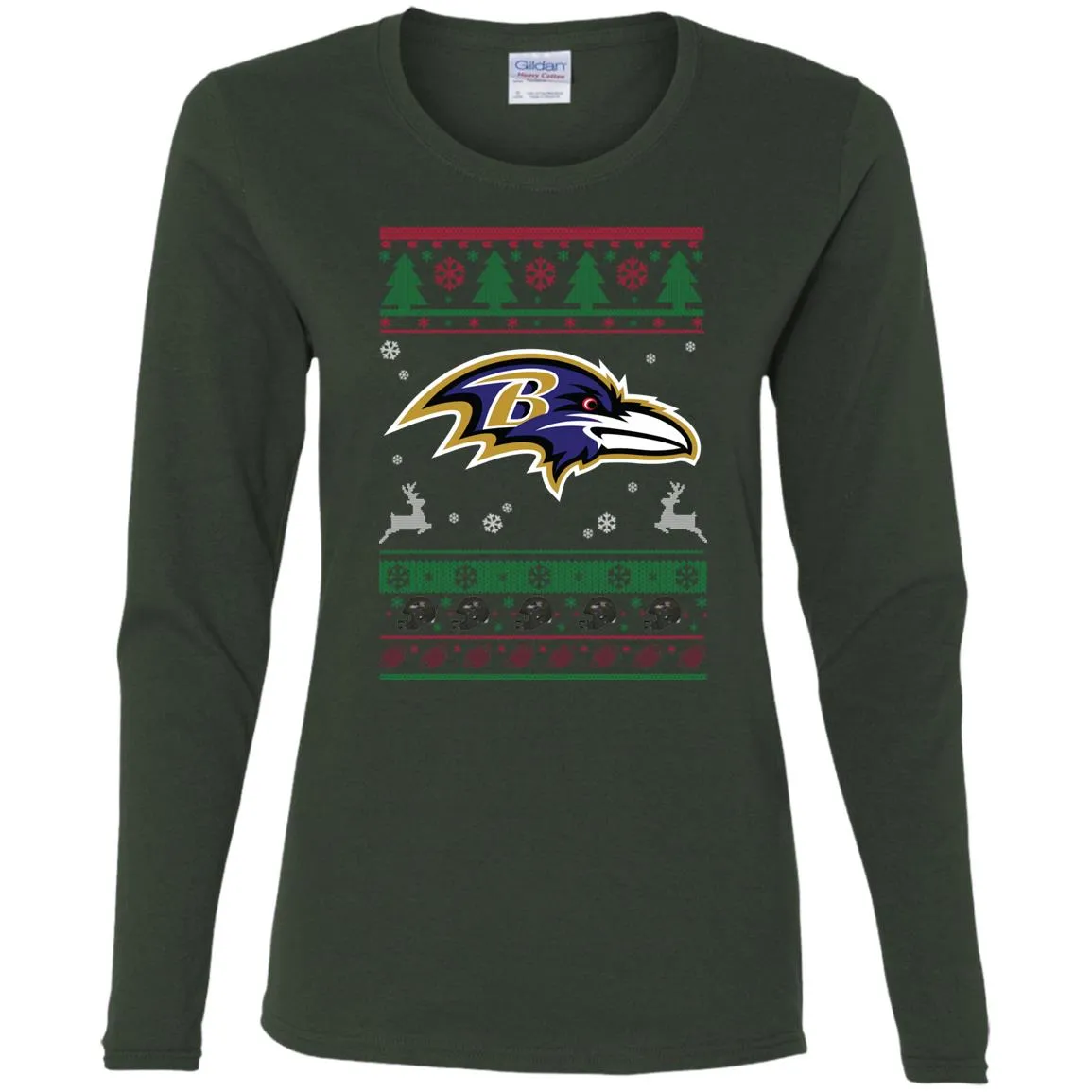Baltimore Ravens Logo Football Teams Ugly Christmas Sweater Women Long Sleeve Shirt