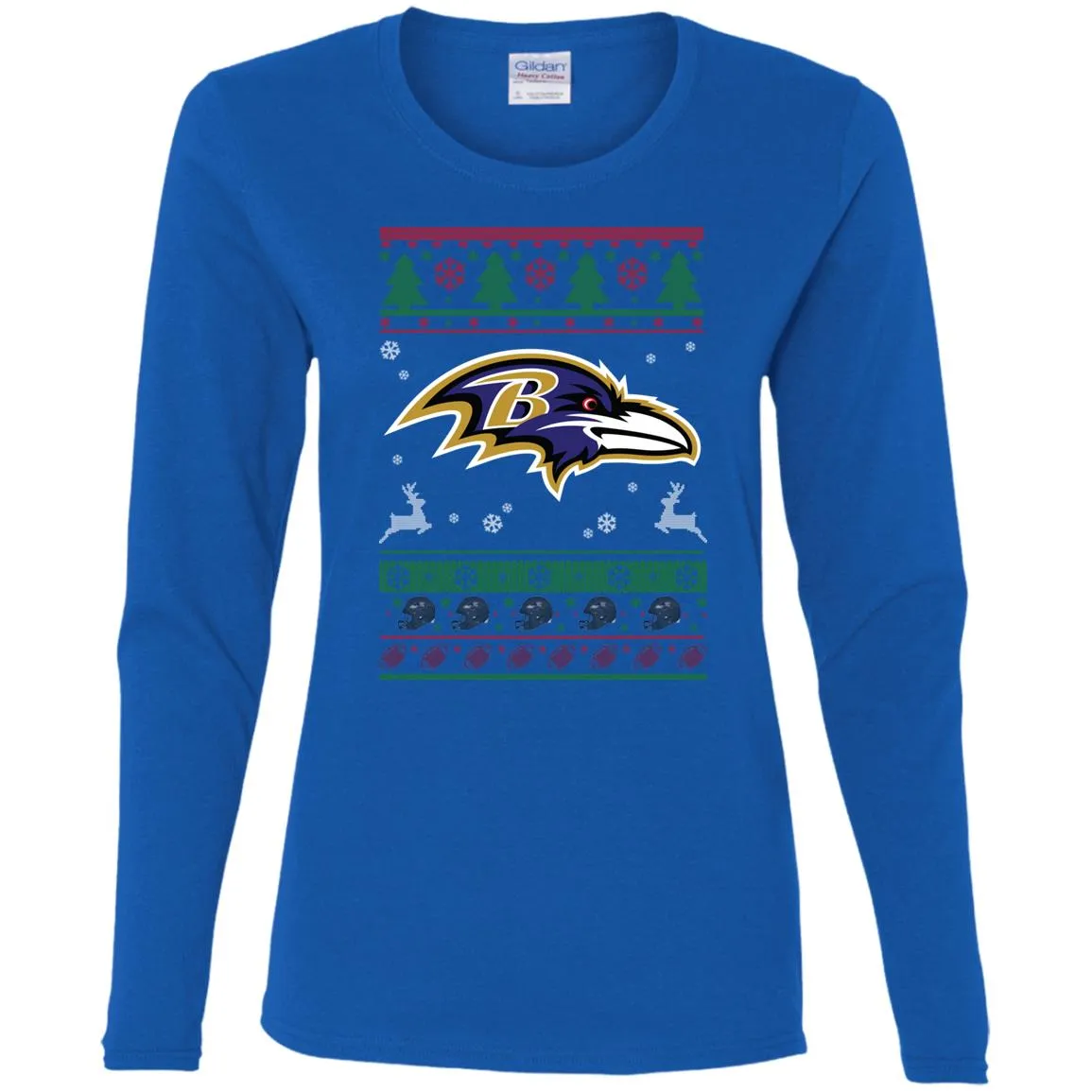 Baltimore Ravens Logo Football Teams Ugly Christmas Sweater Women Long Sleeve Shirt