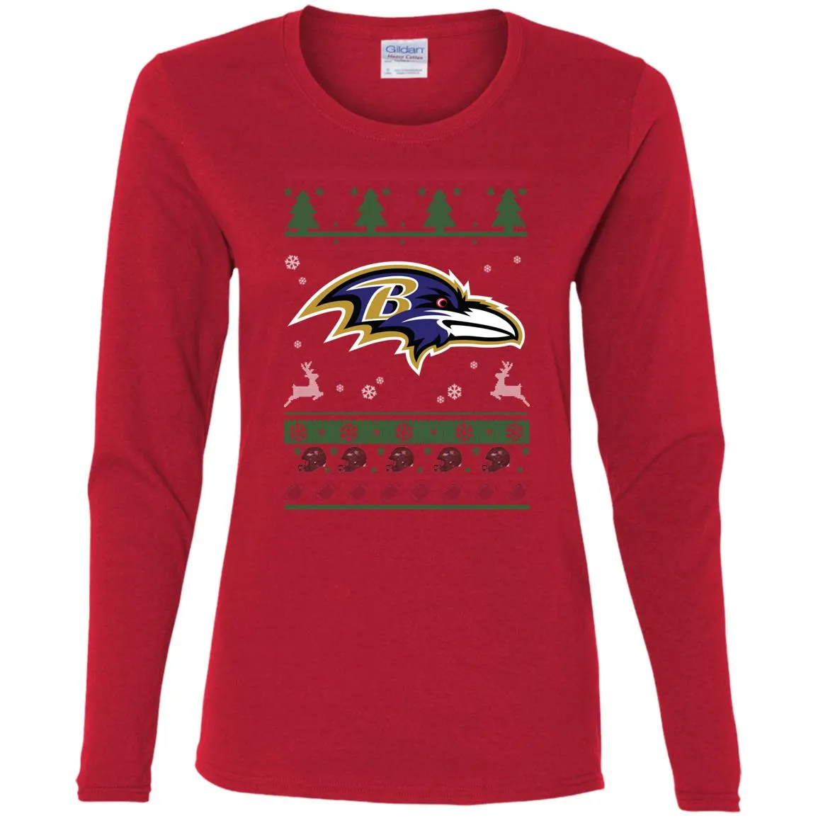 Baltimore Ravens Logo Football Teams Ugly Christmas Sweater Women Long Sleeve Shirt