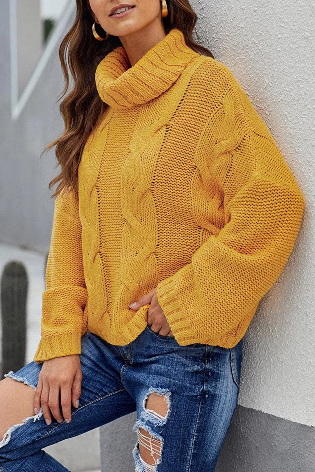 Batwing Sleeve Turtleneck Top