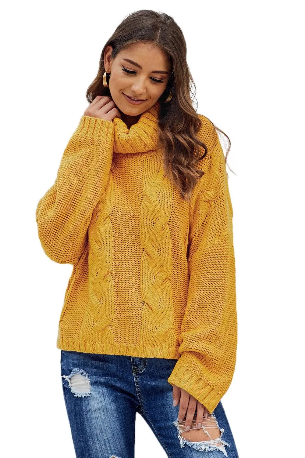 Batwing Sleeve Turtleneck Top