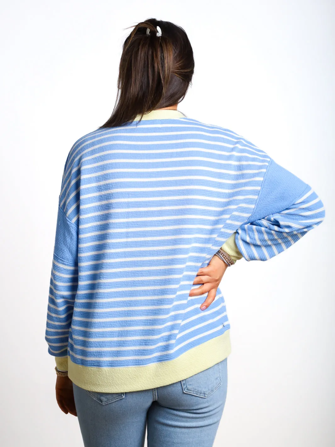 Beauty In Everyday Color Block Edge Striped Knit Top