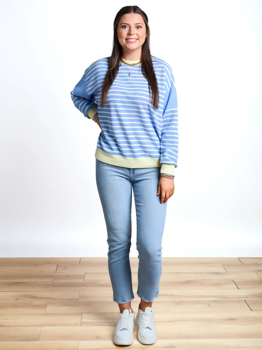 Beauty In Everyday Color Block Edge Striped Knit Top
