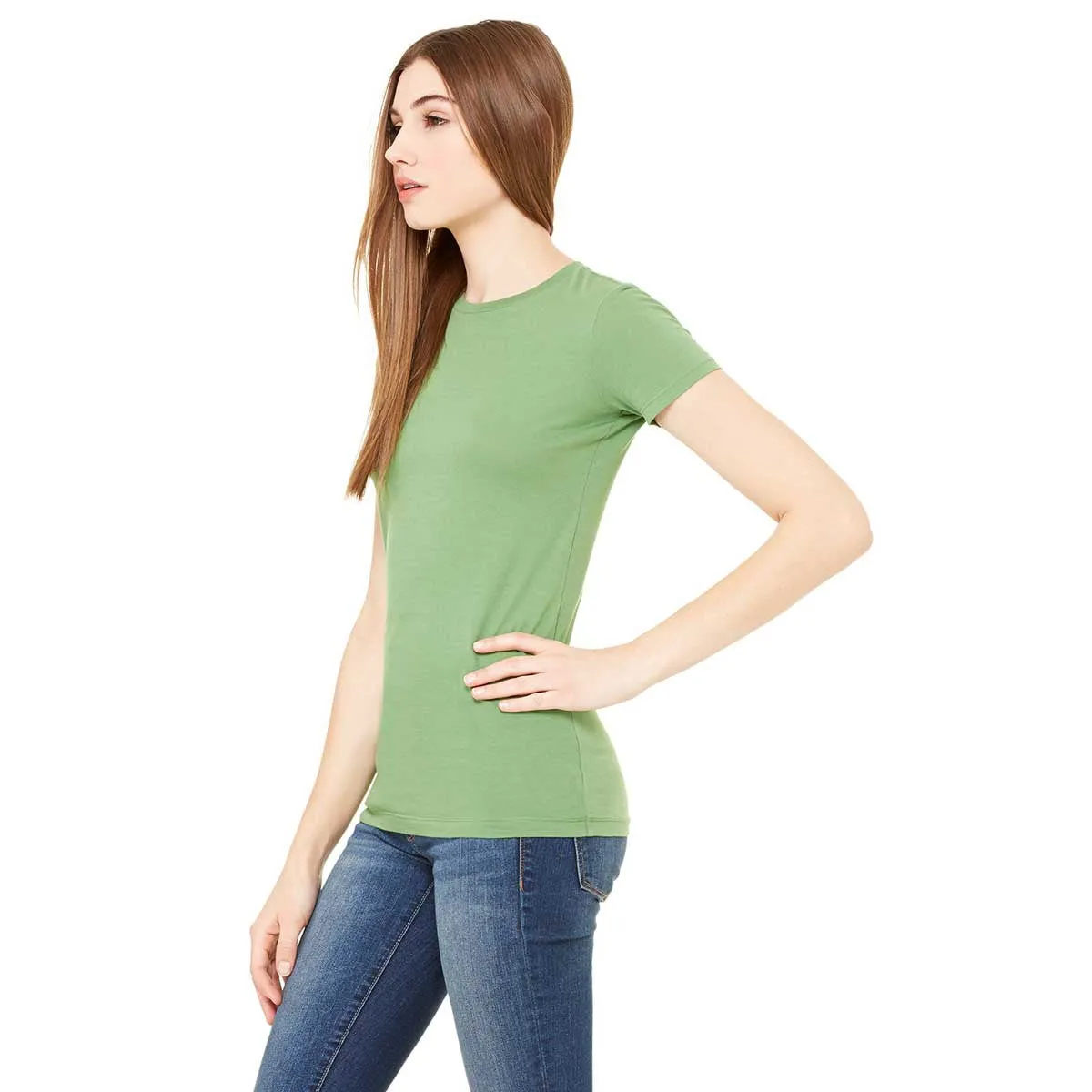 Bella   Canvas Women's Heather Green Jersey Short-Sleeve T-Shirt