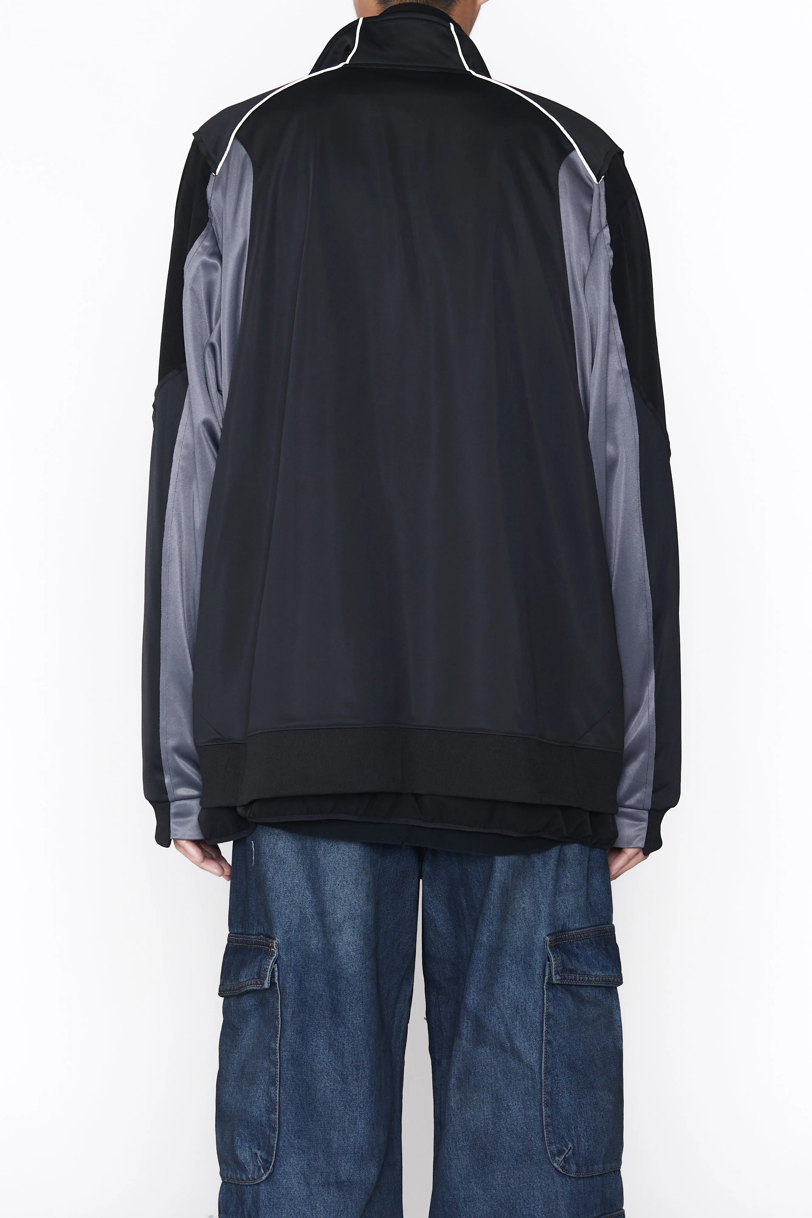 BLACK 2IN1 DOUBLE LAYER HYBRID TRACK JACKET