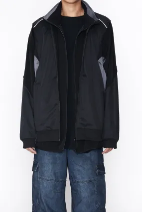 BLACK 2IN1 DOUBLE LAYER HYBRID TRACK JACKET