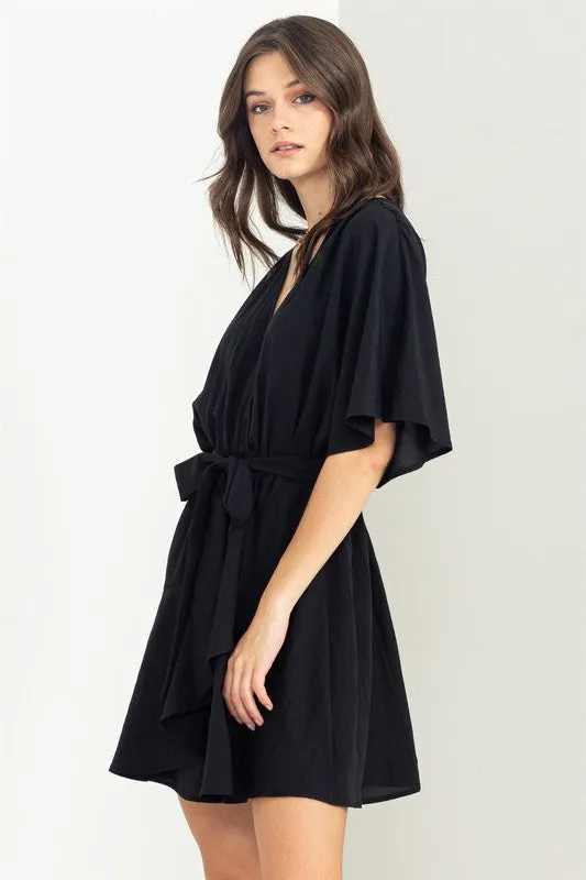 Black Beyond Chic Belted Wrap Mini Dress
