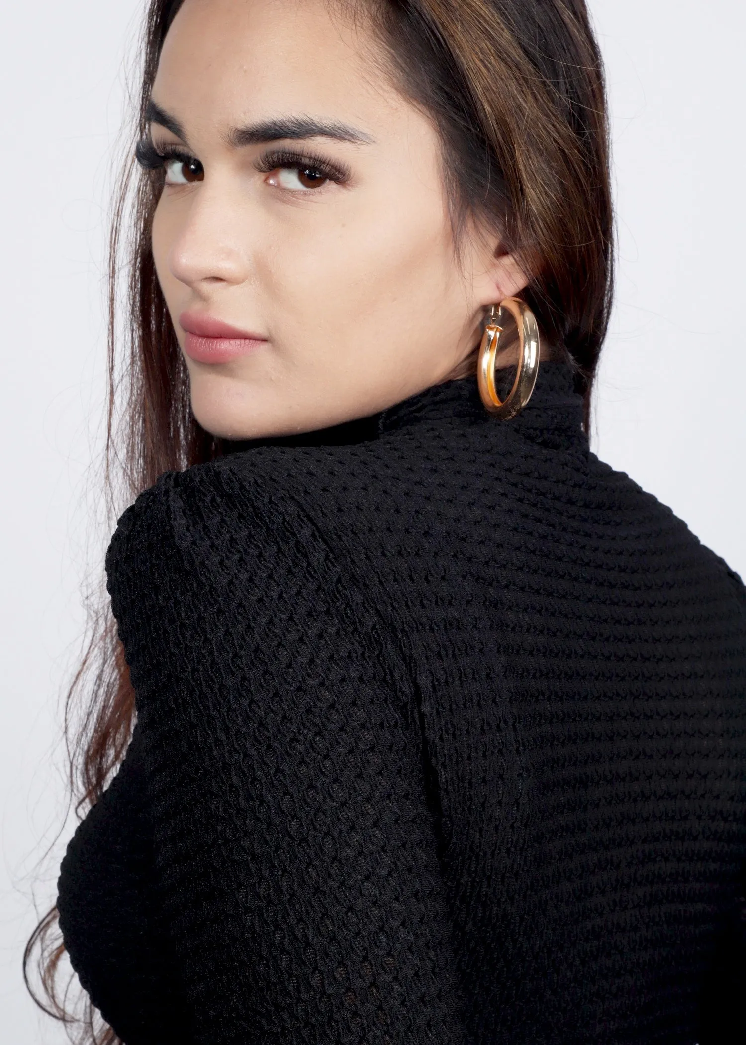 Black Crinkle Crepe Top