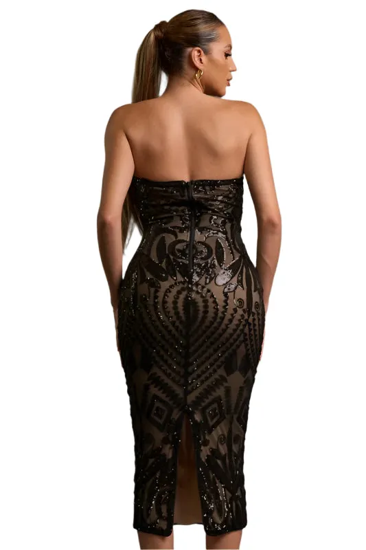 BLACK TIE - SEQUIN TUBE MIDI DRESS