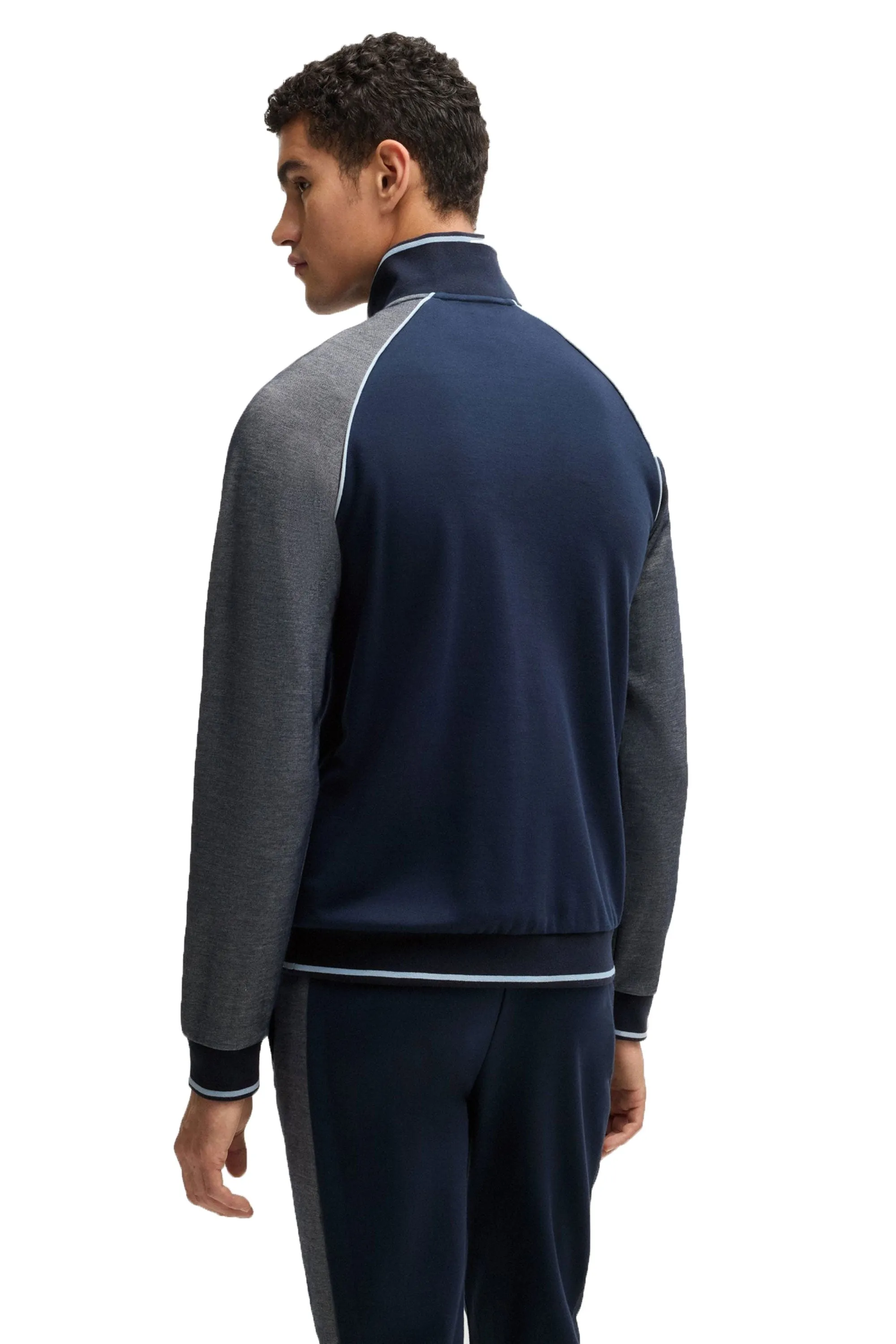 Boss Quarter Zip Track Suit Jacket Dark Blue