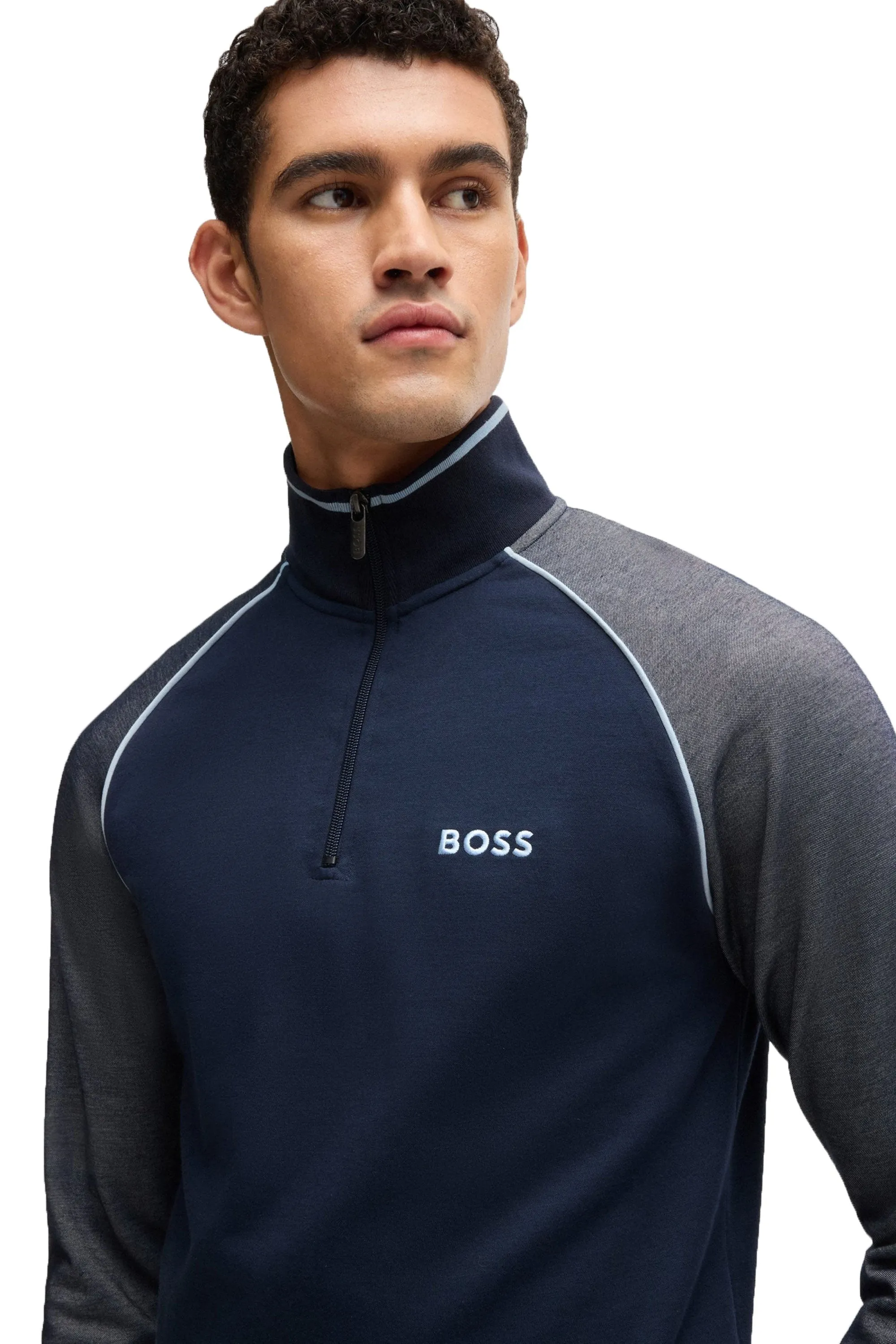 Boss Quarter Zip Track Suit Jacket Dark Blue