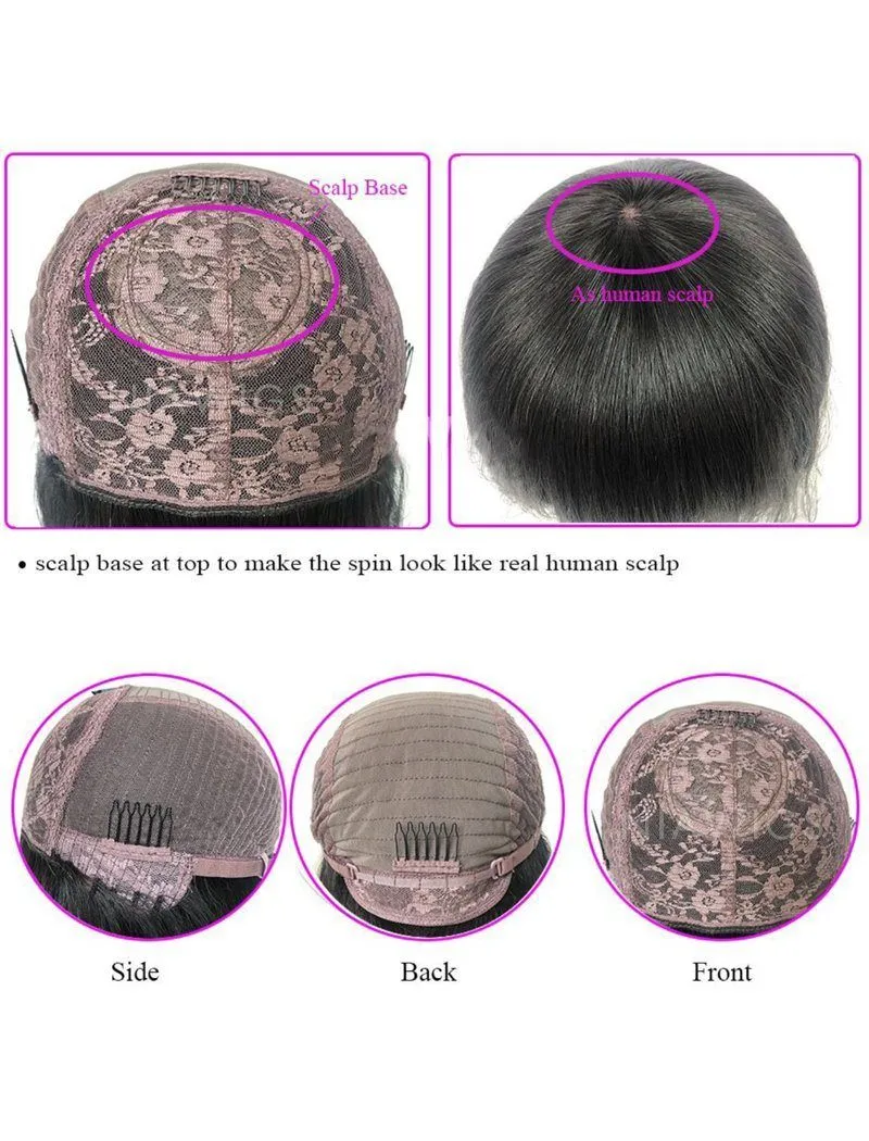 #Burgundy Color Scalp Top Wig Bob Straight With Bangs Human Hair Wigs Machine Made