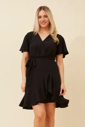 Caroline Morgan Mock Wrap Dress Black 8