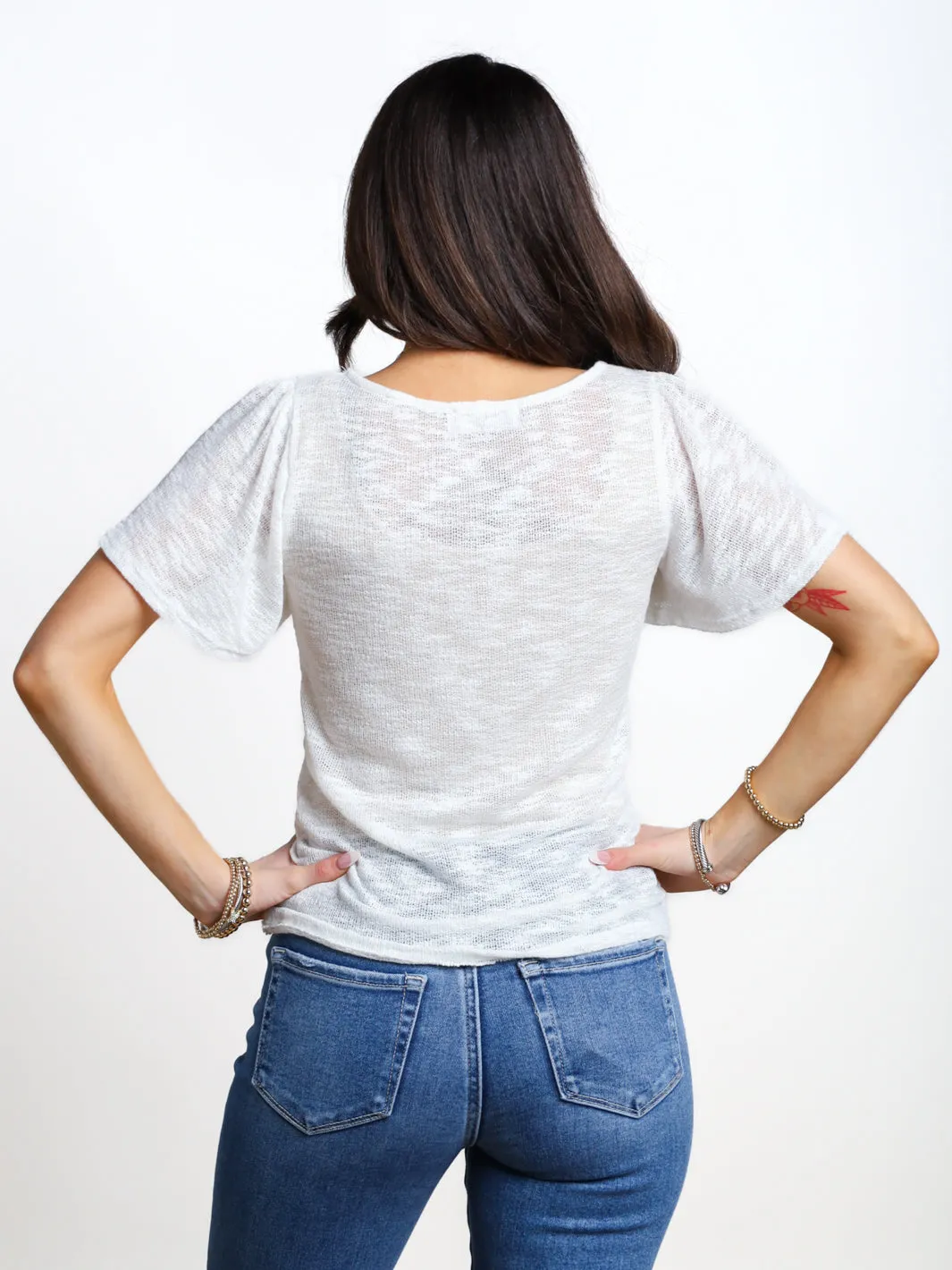 Catch Up Flutter Sleeve Knit Top