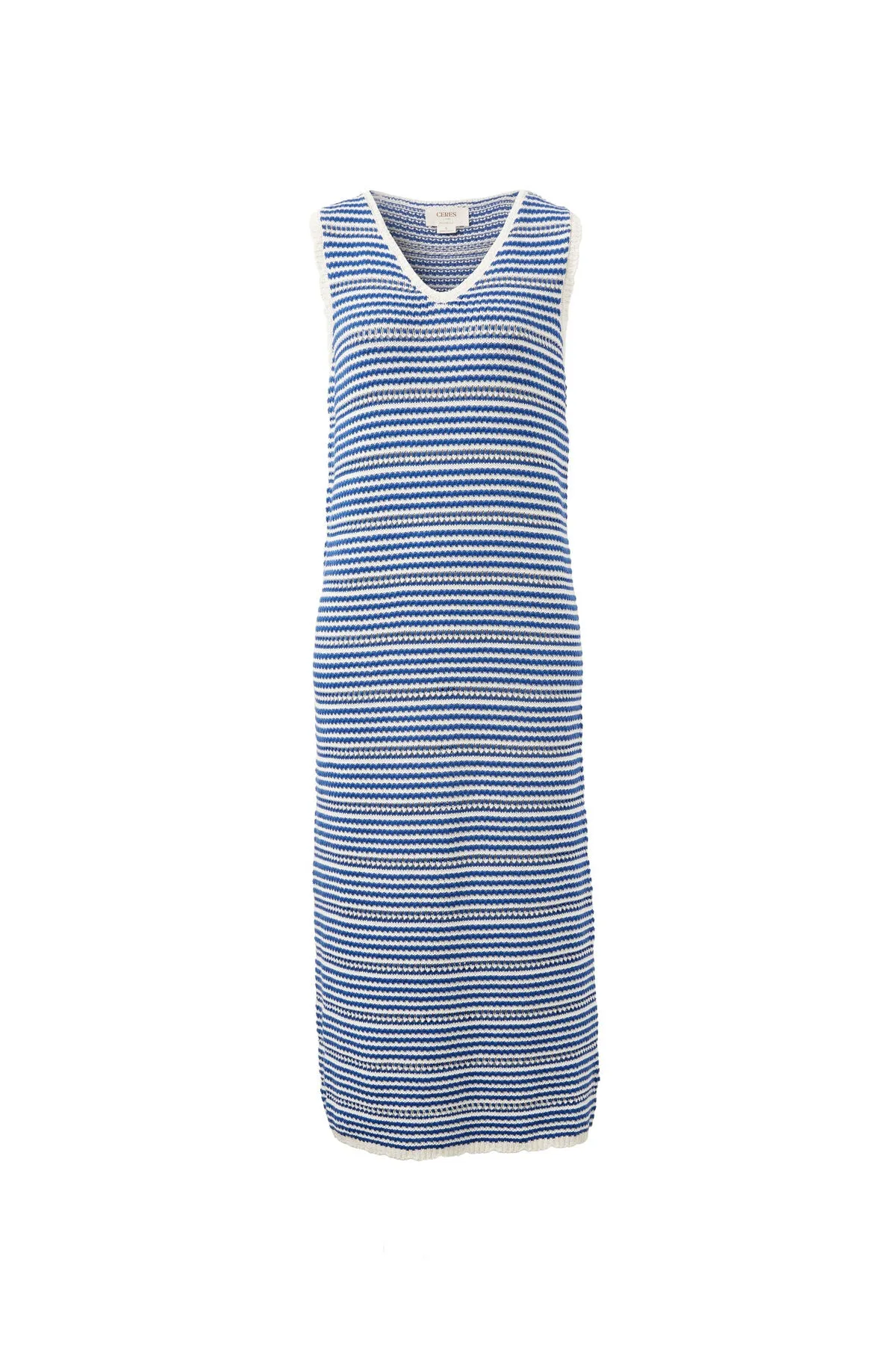 Ceres Life Textured Knit Midi Tank Dress - summer blue stripe