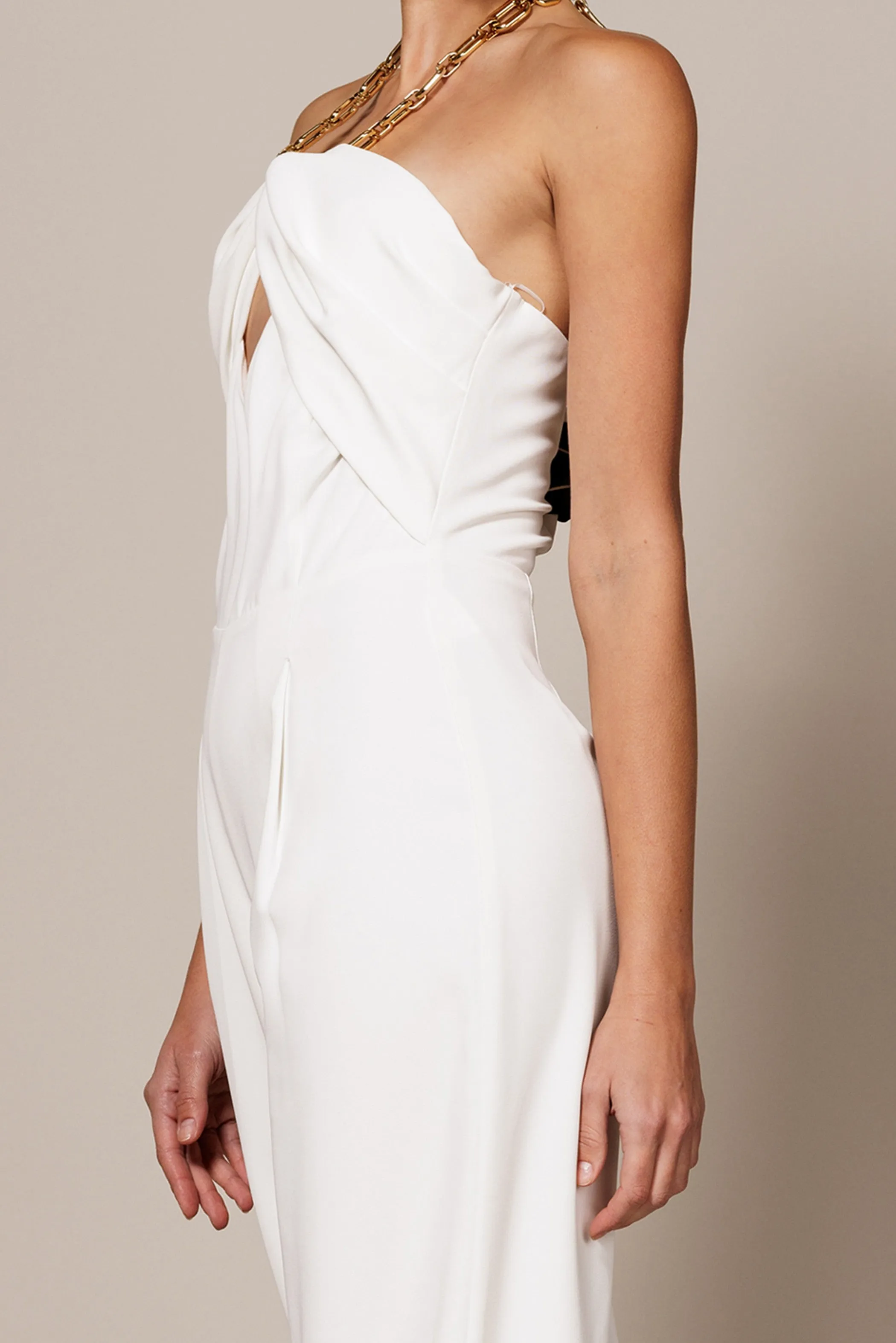 chain halter wide leg jumpsuit