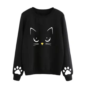 Cute Cat long  Sleeve Tops For Women