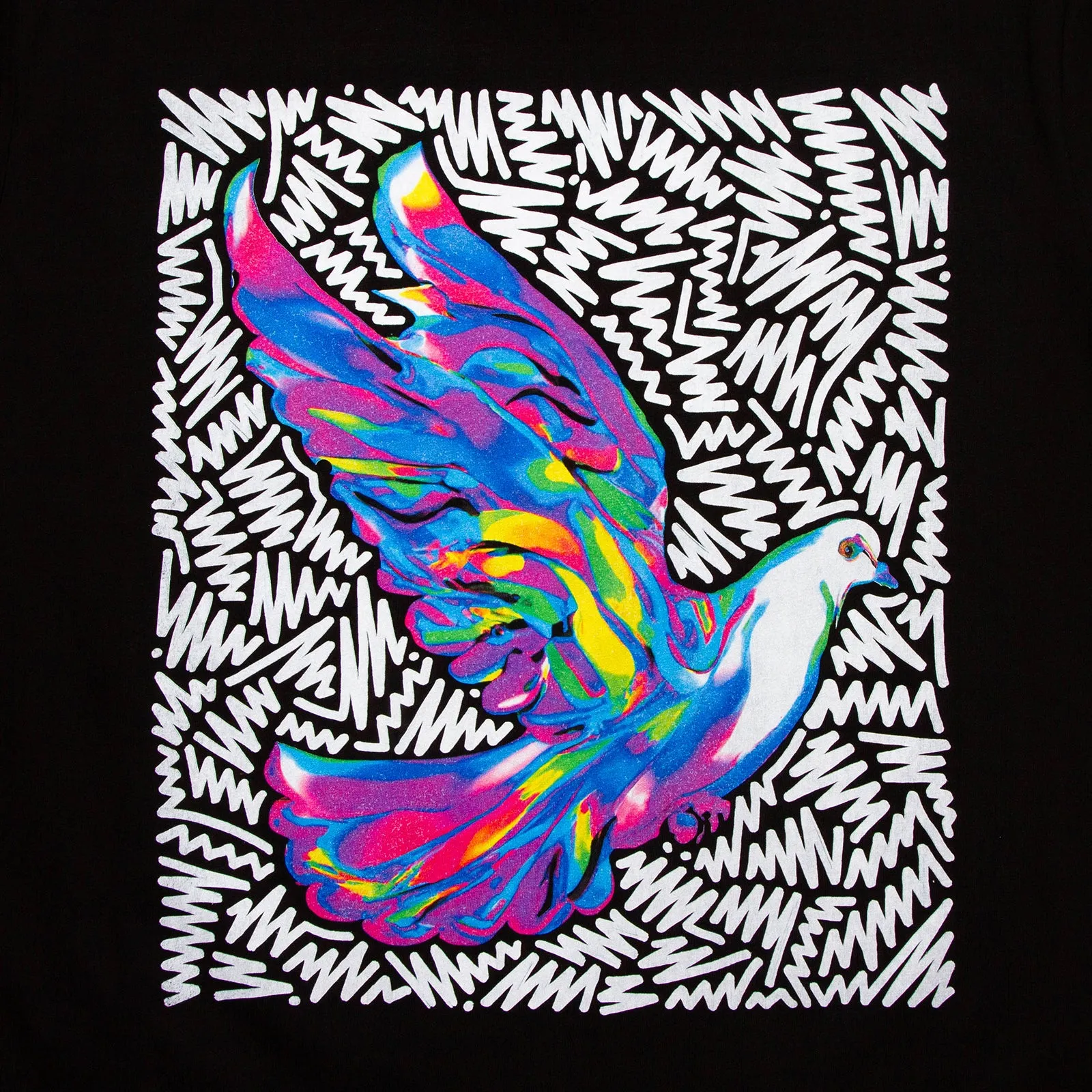 Doodle Dove Front Print - Tshirt - Black