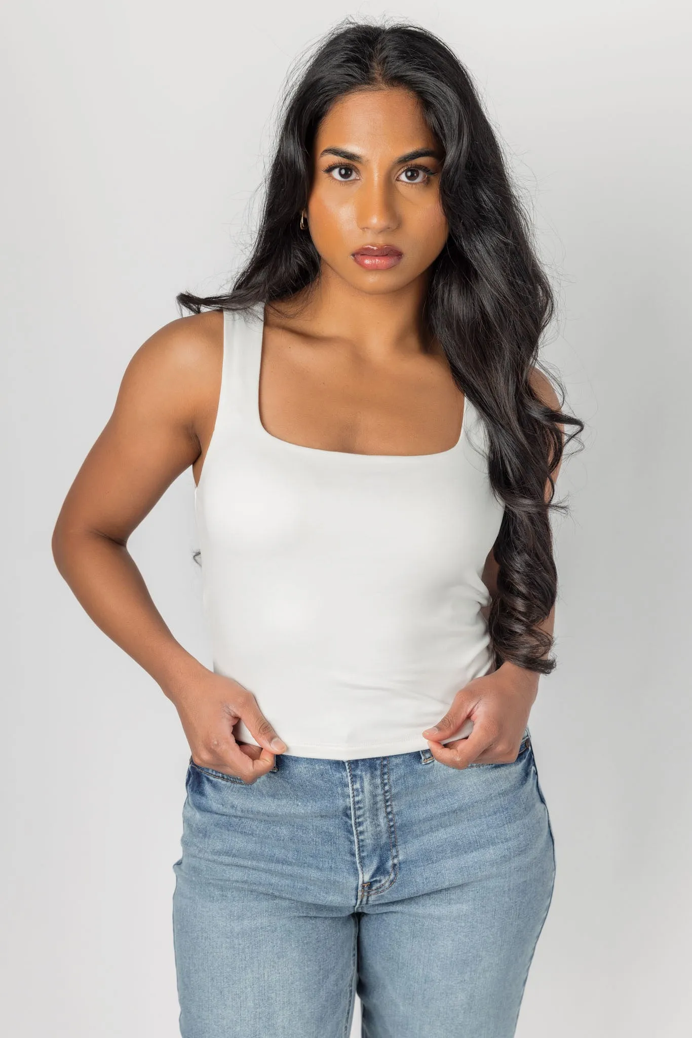Double Layer Square Neck Tank Top