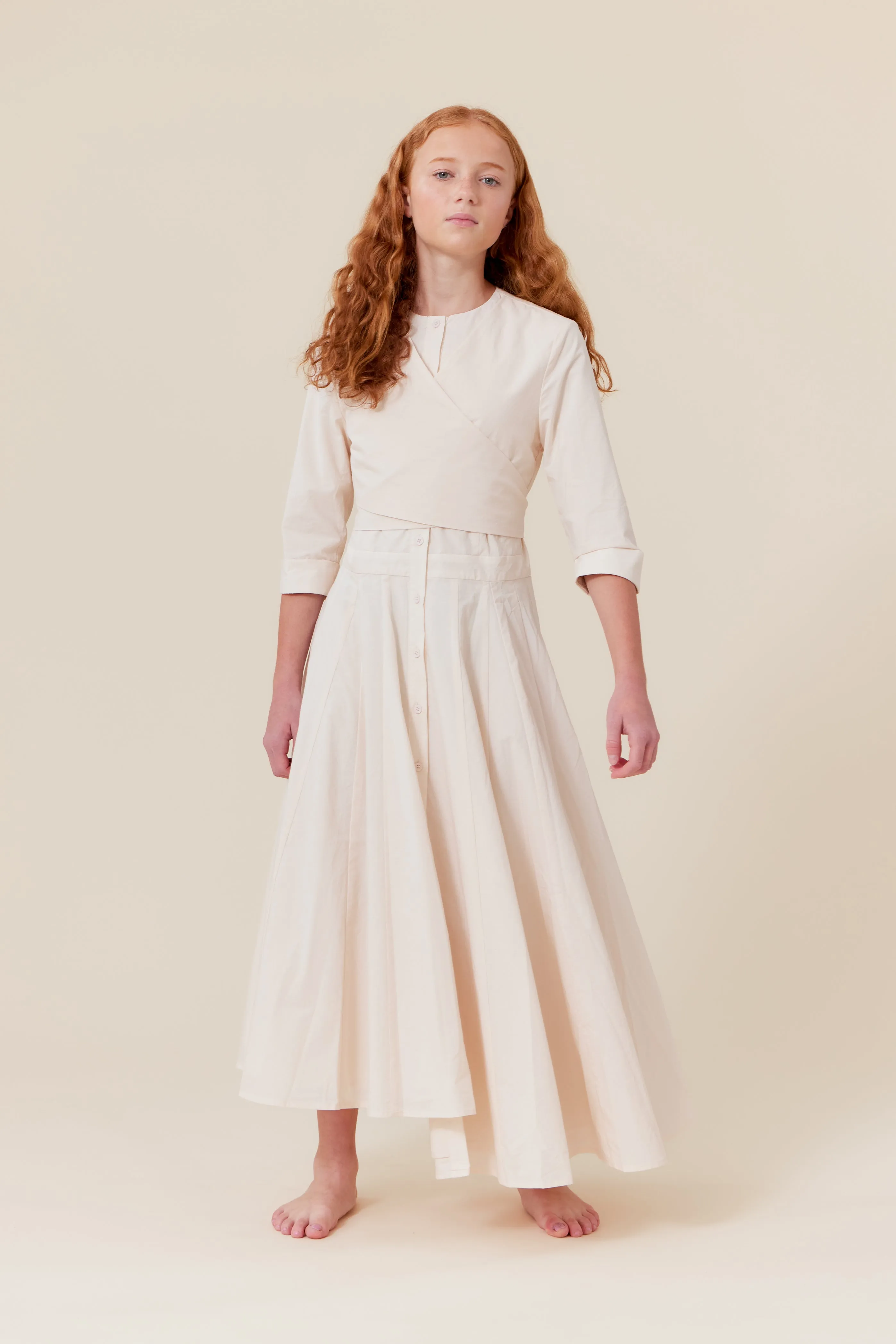 dress midi over wrap - peach