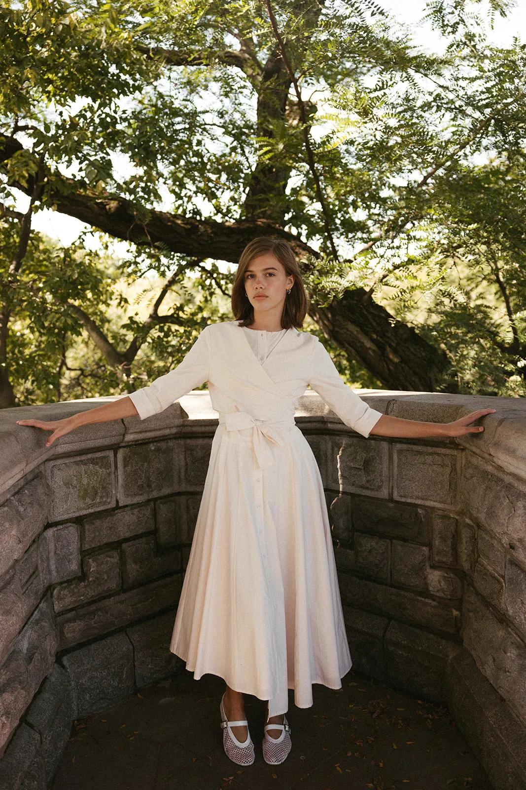 dress midi over wrap - peach