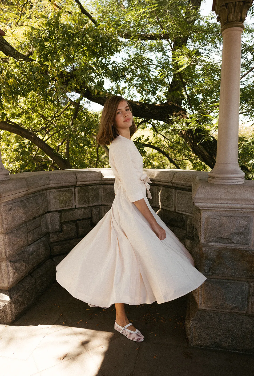 dress midi over wrap - peach