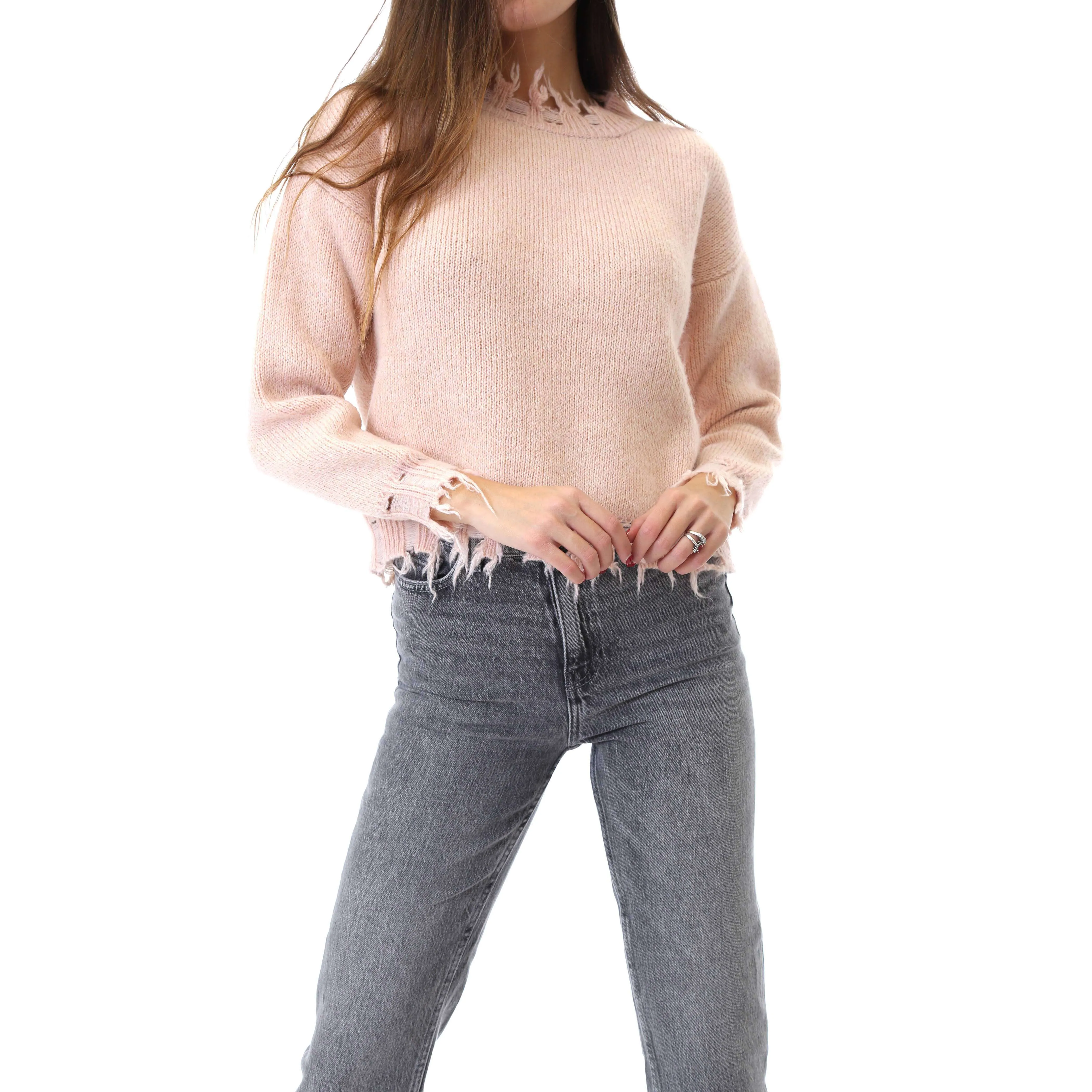 Fabrik London Donna Maglia Pullover Girocollo Shelby Pink