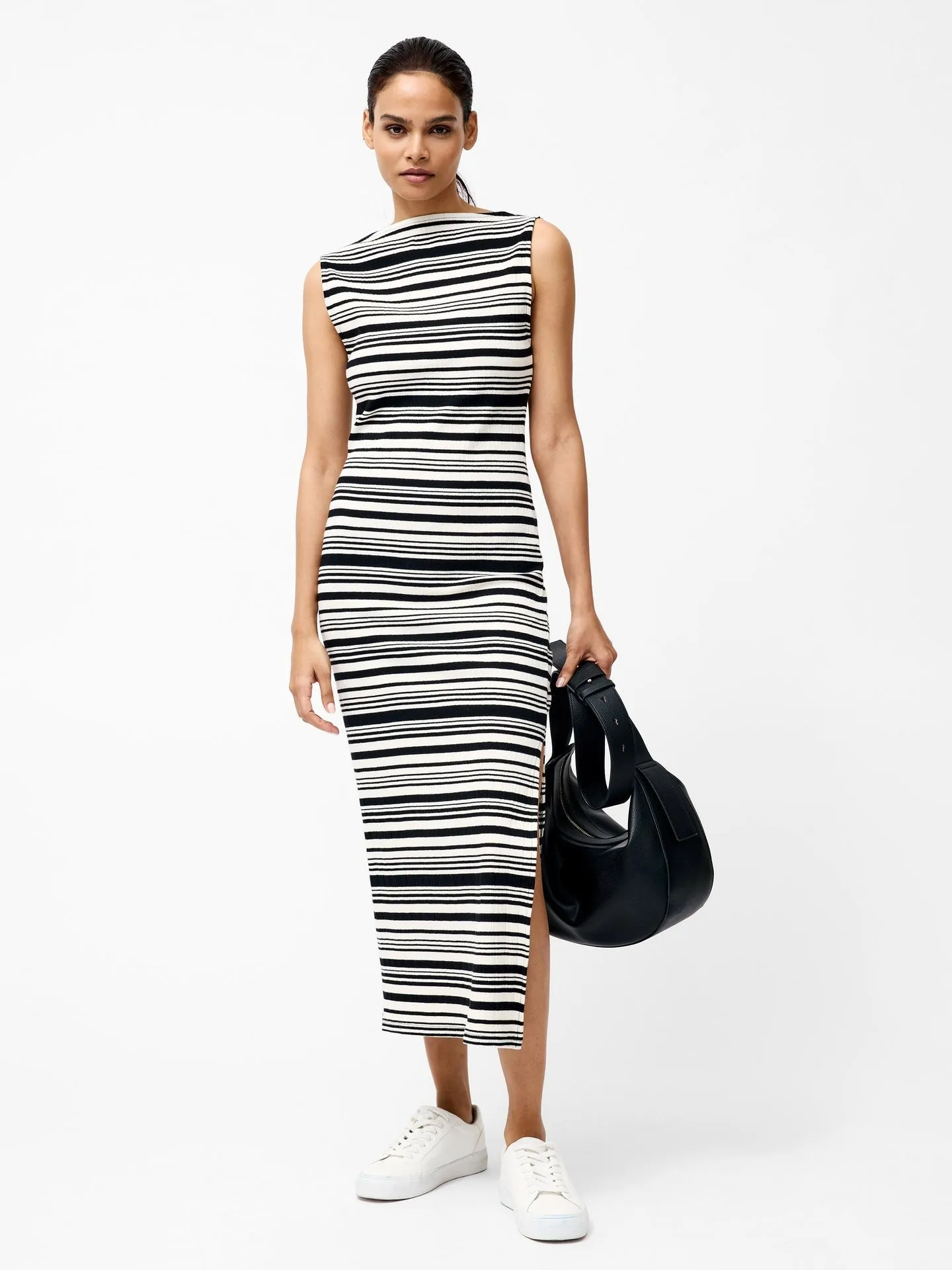 French Connection Sasia Rib Stripe Sleeveless Dress