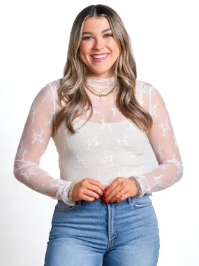 Full Speed High Neck Mesh Lace Top