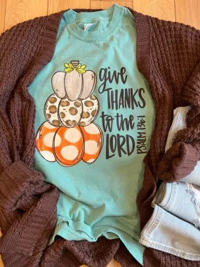 Give Thanks To The Lord Teal Graphic T-Shirt (R)