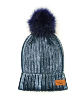 Glacier Pom Knit Hat Navy