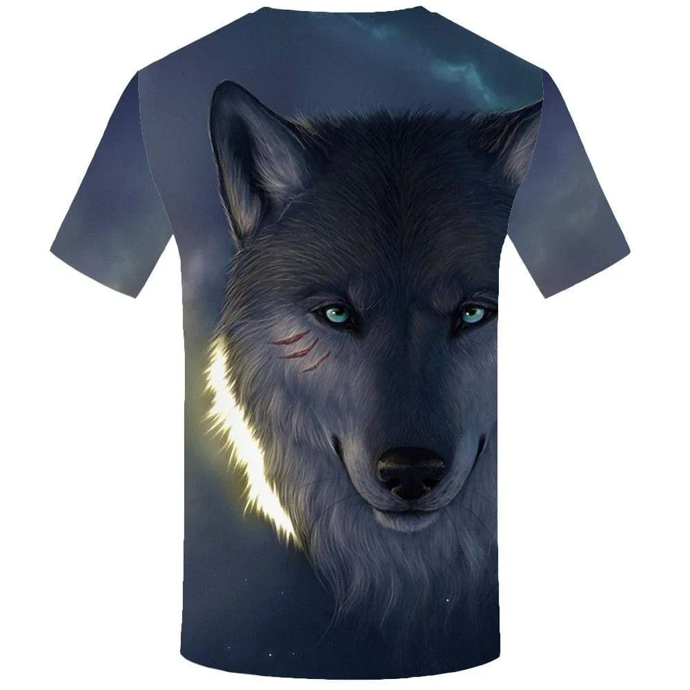 KYKU Wolf T shirt Men Animal T-shirt 3d Blood Tshirt Anime War Tshirts Print Fantasy T shirts Funny Mens Fashion Casual Printed