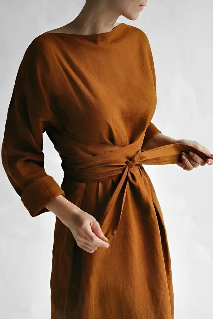 Linen Wrap Maxi Dress