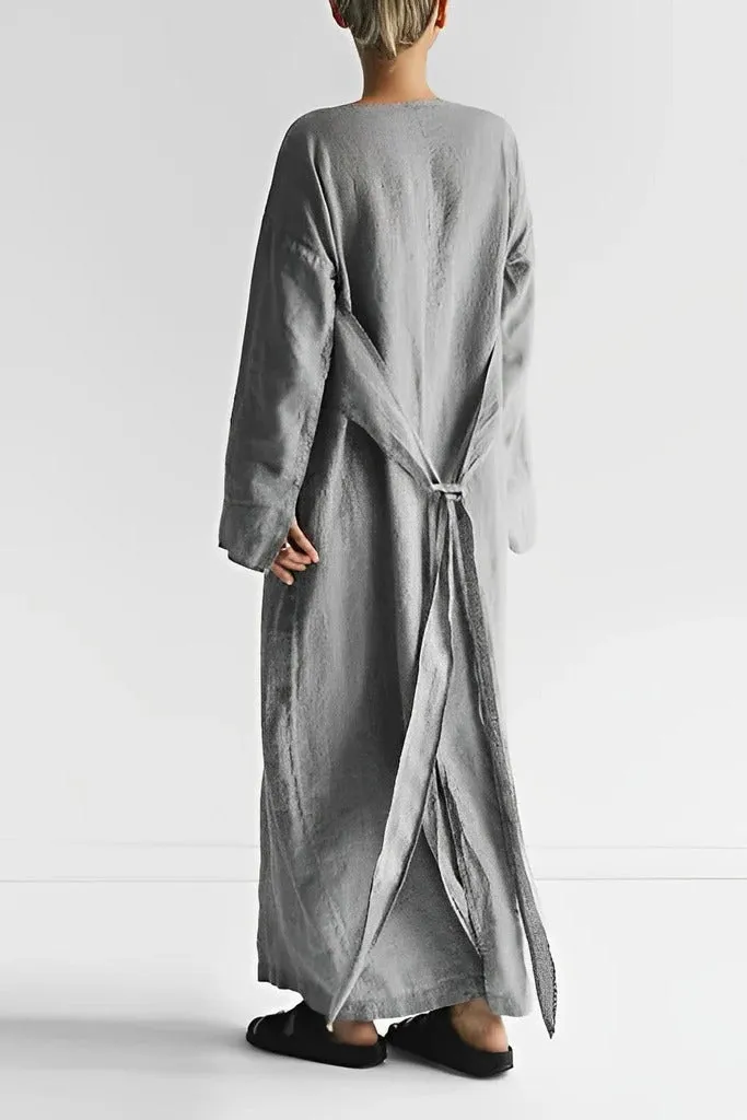 Linen Wrap Maxi Dress
