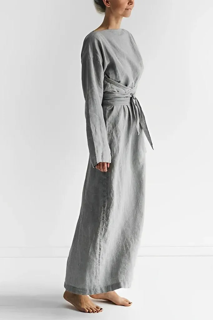 Linen Wrap Maxi Dress