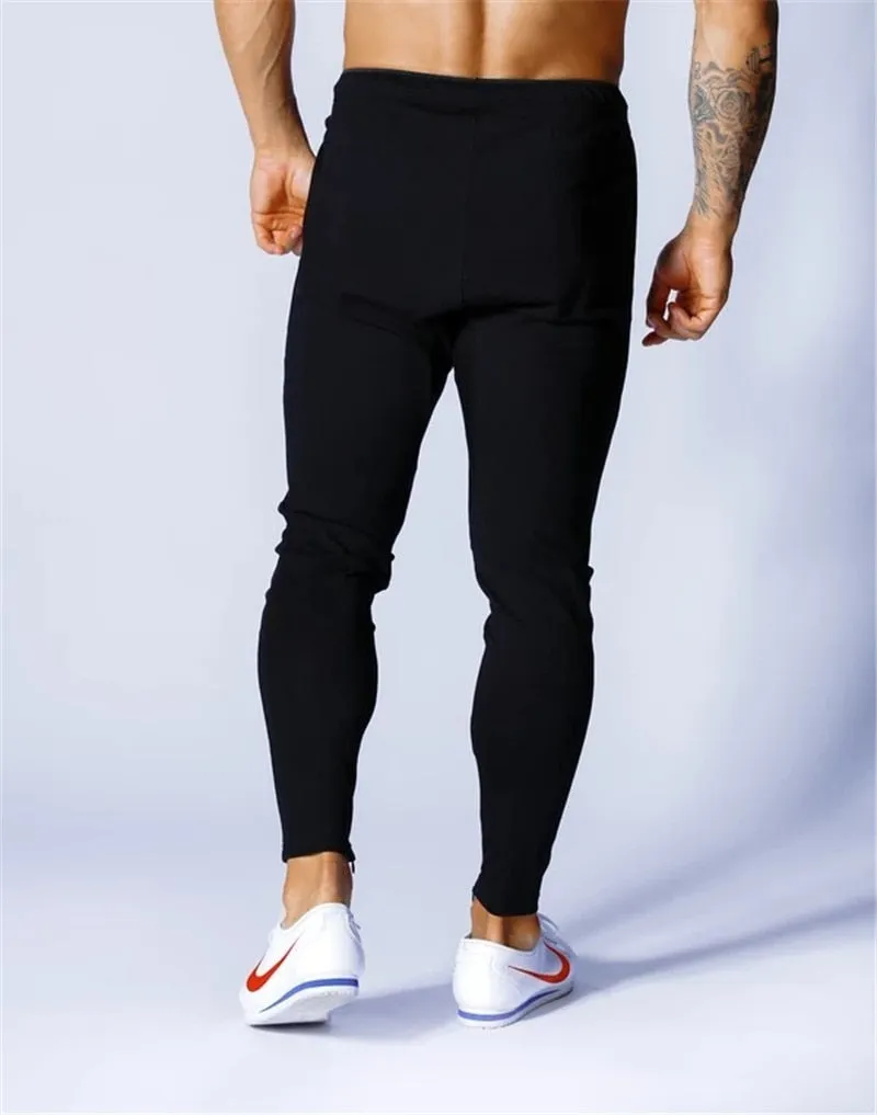 Men Fitness Training Running Pants Pocket Cargo Side Zipper Workout Sport Trousers Cotton Men Gym Jogging Pants