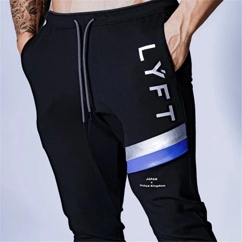 Men Fitness Training Running Pants Pocket Cargo Side Zipper Workout Sport Trousers Cotton Men Gym Jogging Pants
