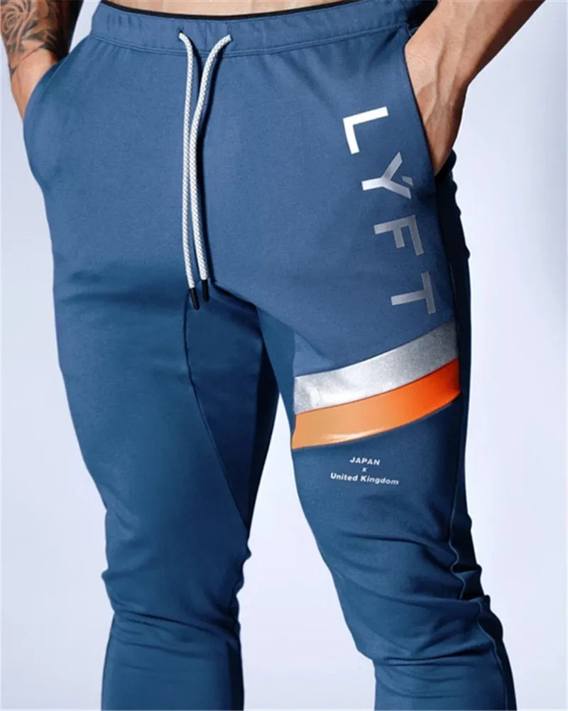 Men Fitness Training Running Pants Pocket Cargo Side Zipper Workout Sport Trousers Cotton Men Gym Jogging Pants