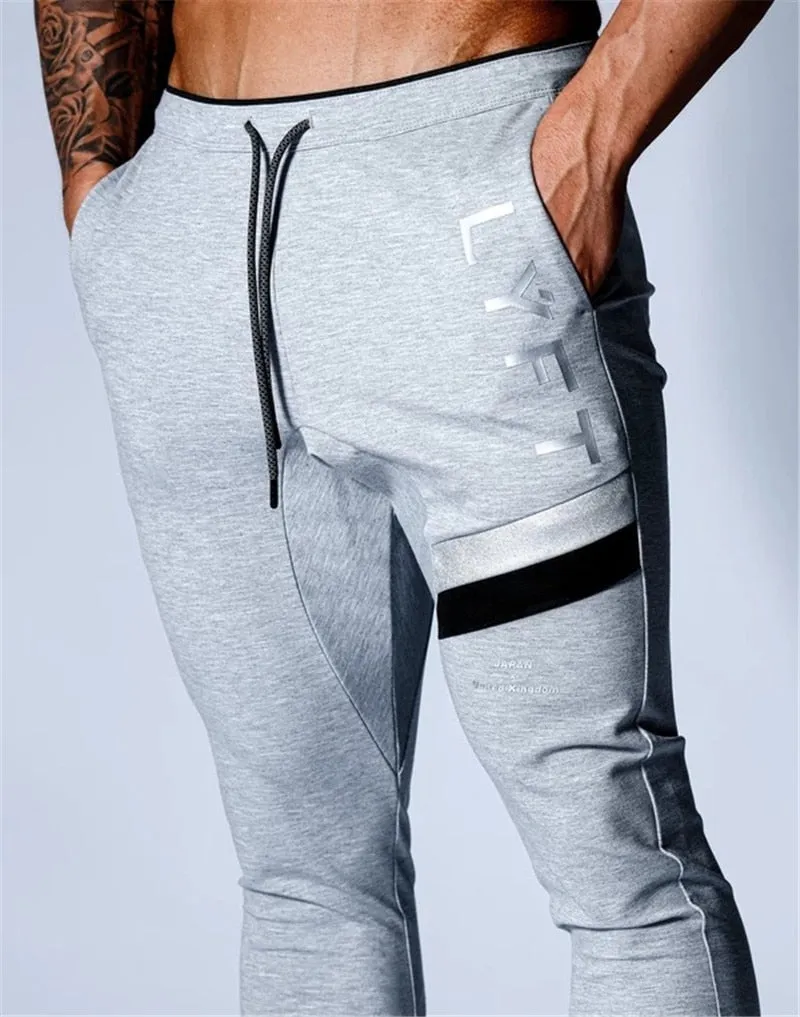 Men Fitness Training Running Pants Pocket Cargo Side Zipper Workout Sport Trousers Cotton Men Gym Jogging Pants