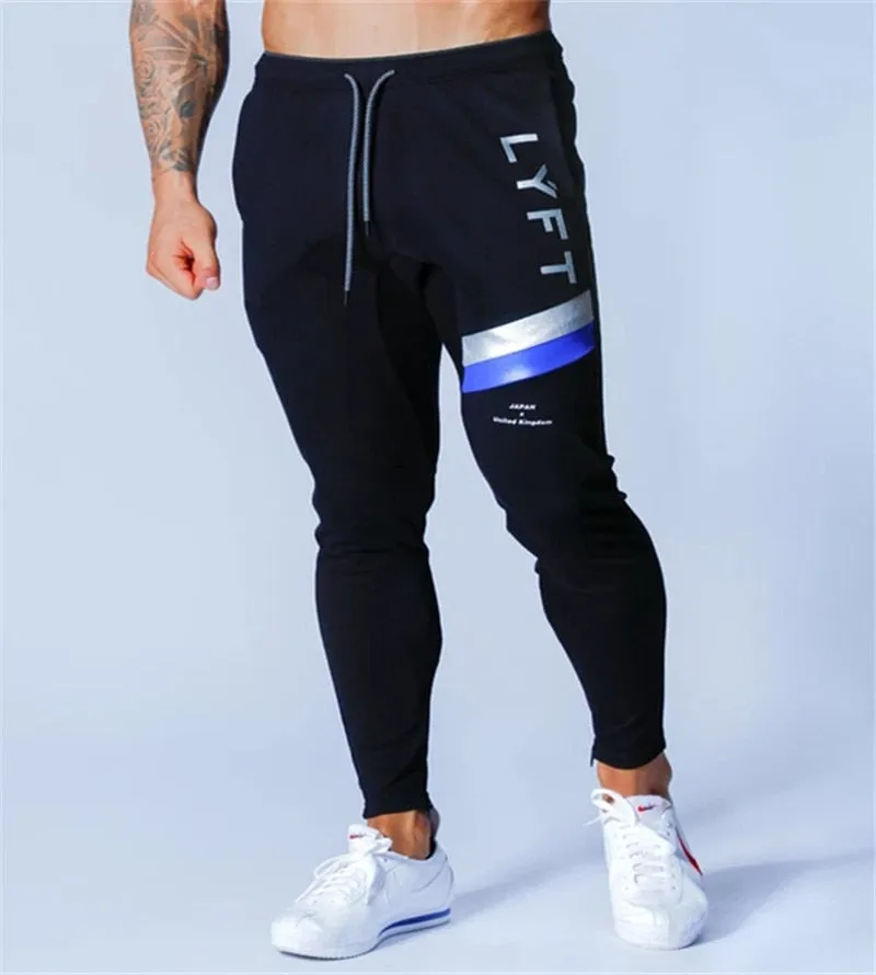Men Fitness Training Running Pants Pocket Cargo Side Zipper Workout Sport Trousers Cotton Men Gym Jogging Pants