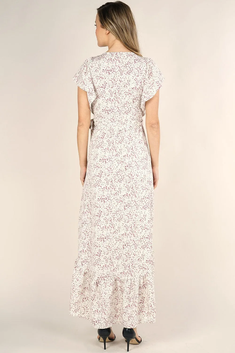 Mini Floral Print High Low Wrap Maxi Dress