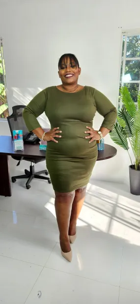 Nixy Pencil Dress || Olive Green