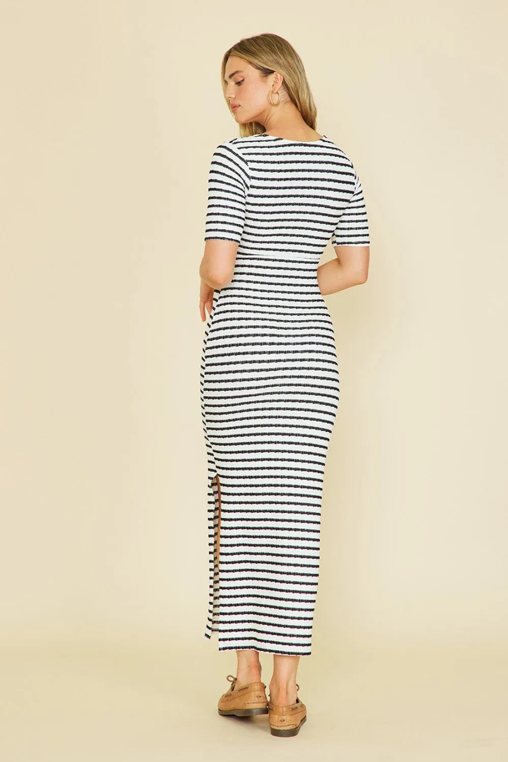 Oceanside Sippin' Maxi Dress • Ivory   Black