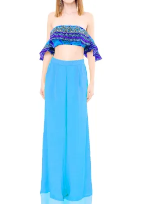 Off the Shoulder Blue Crop Top