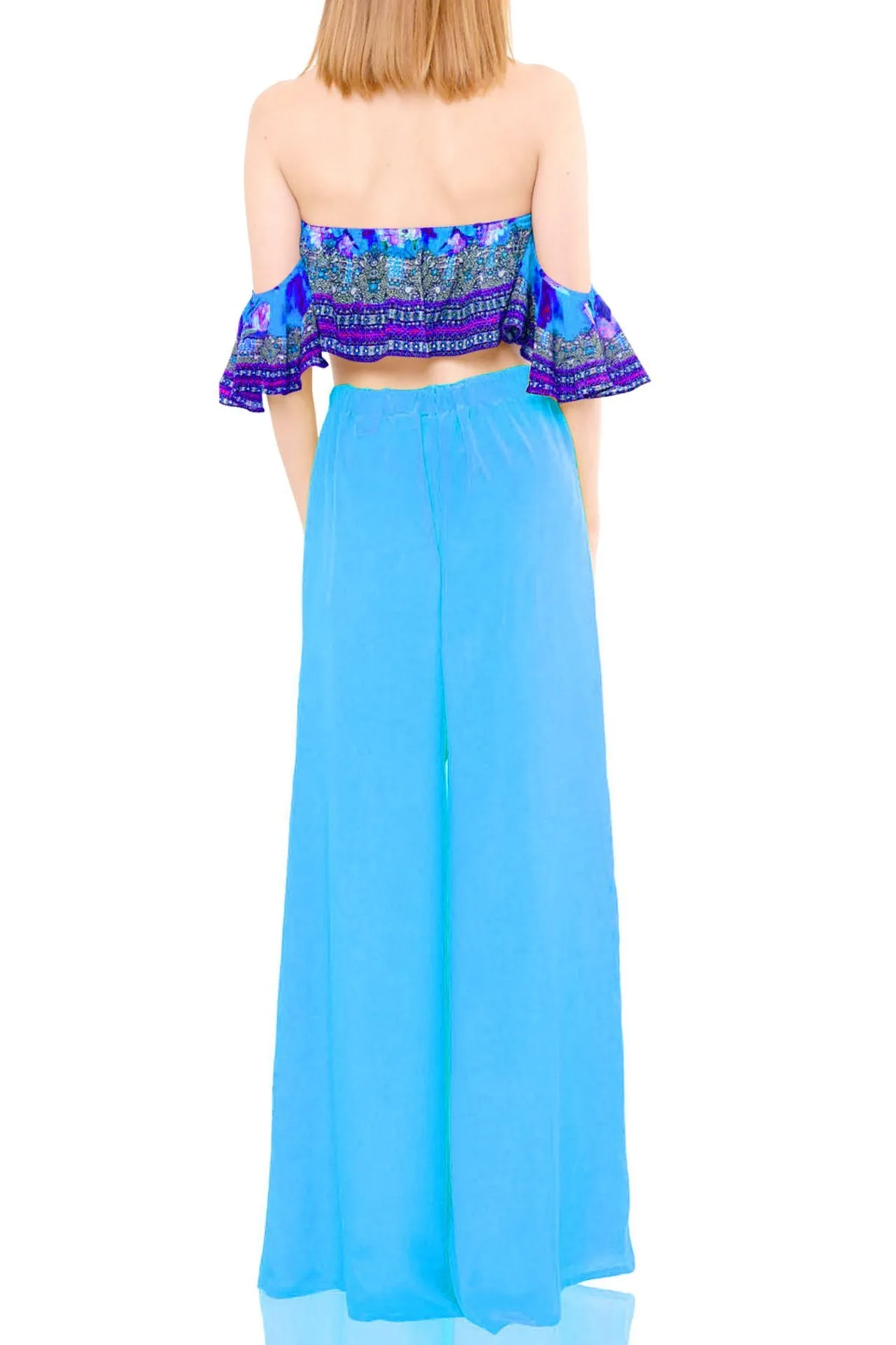 Off the Shoulder Blue Crop Top